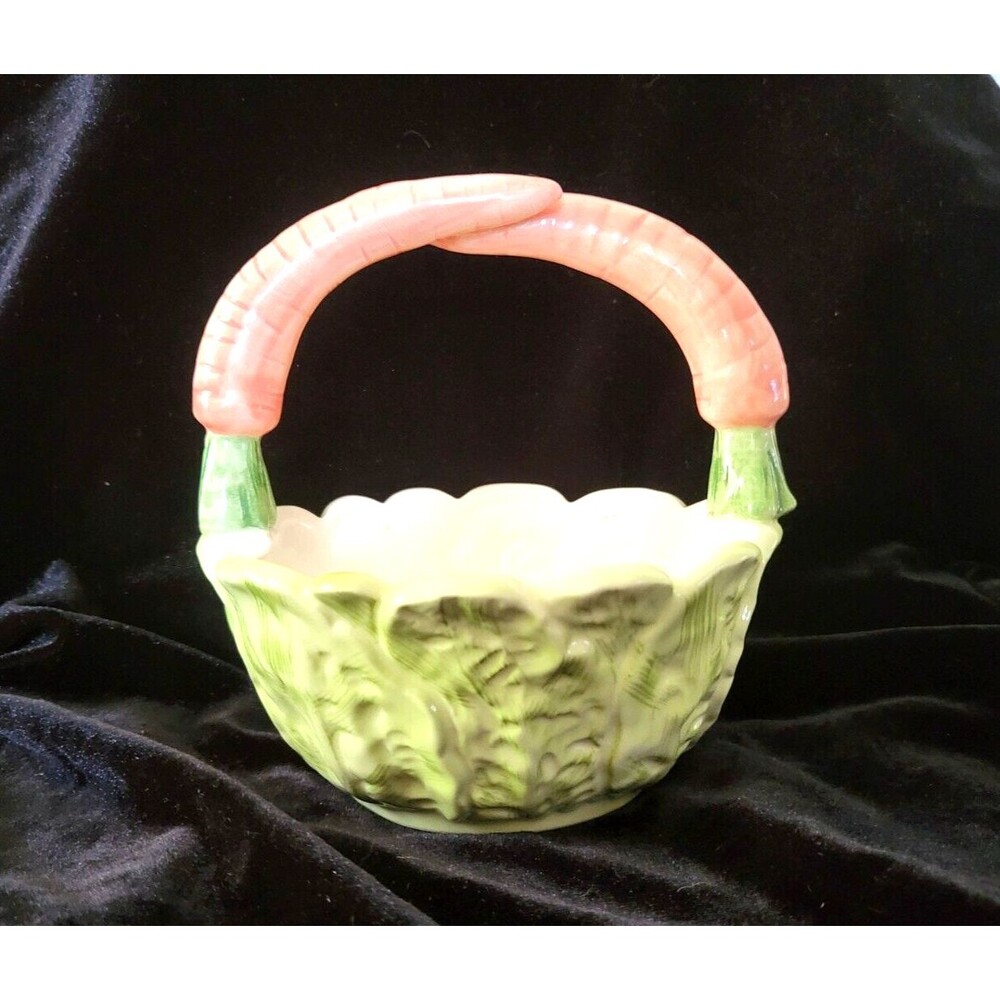 Glorious Vintage Fitz & Floyd Basket,  Harvest Collection Green/ Orange 1982